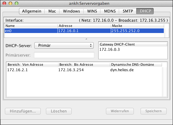 DHCP-Bereich mit dynamischer DNS-Aktualisierung