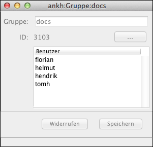 Gruppendaten der Gruppe „docs“ auf dem Host „ankh“