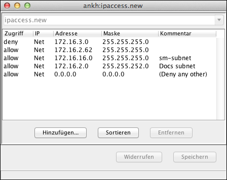 Beispiel einer IP-Zugangsliste