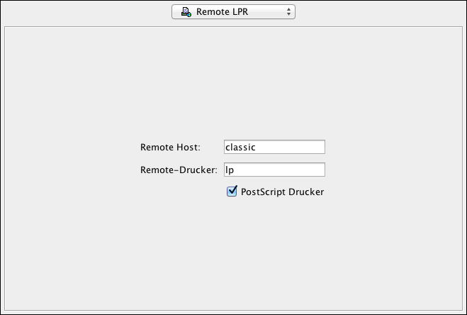 Verbindungstyp <code>Remote LPR</code>