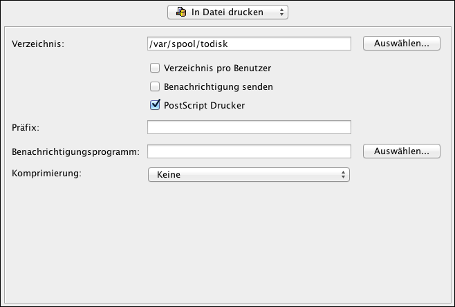 Verbindungstyp <code>In Datei drucken</code>