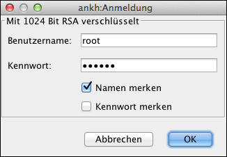 Anmeldedialog (Option <code>Kennwort merken</code> verfügbar)