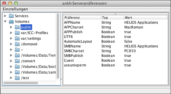 HELIOS Admin Fenster „Serverpräferenzen“