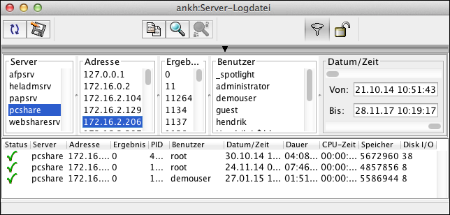 Filtern der Server-Logdatei