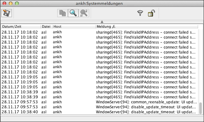 Systemmeldungen auf Host „ankh“