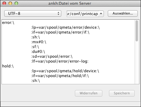 „Datei vom Server“ Texteditor