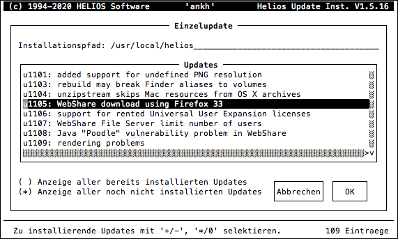 HELIOS Update Installer – Einzelupdate