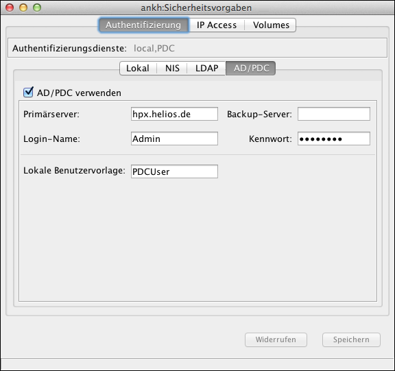 <code>AD/PDC</code> einrichten in HELIOS Admin