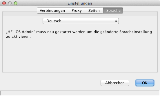 Lokale Einstellungen in HELIOS Admin – Sprache