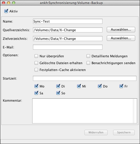 Fenster „Synchronisierung“