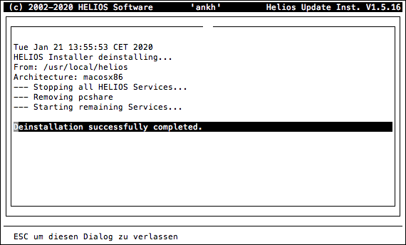 HELIOS Installer – Deinstallation erfolgreich abgeschlossen