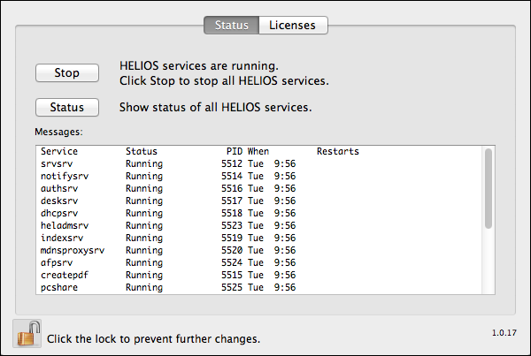 HELIOS Services – View process status