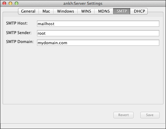 Defining SMTP settings