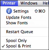 HELIOS Admin <code>Printer</code> menu