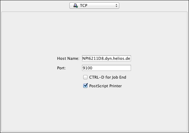 <code>TCP</code> printer connection