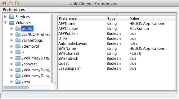 HELIOS Admin “Preferences” window