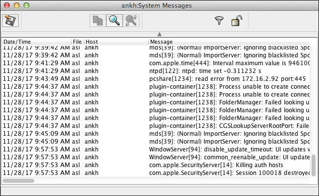 System messages file on host “ankh”