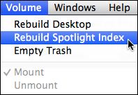 Rebuilding the Spotlight index of a volume