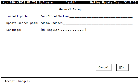 HELIOS Update Installer – General Setup