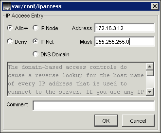 Setting up the IP access list