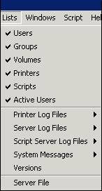 HELIOS Admin <code>Lists</code> menu