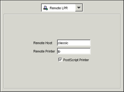 <code>Remote LPR</code> printer connection