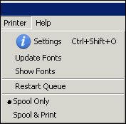 HELIOS Admin <code>Printer</code> menu