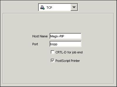 <code>TCP</code> printer connection