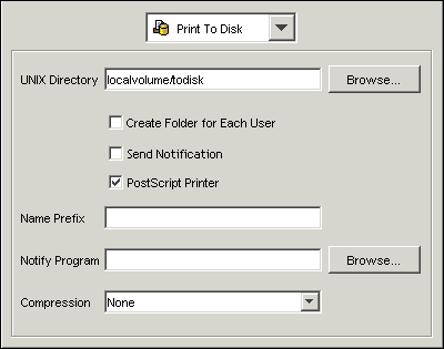 <code>Print To Disk</code> printer connection