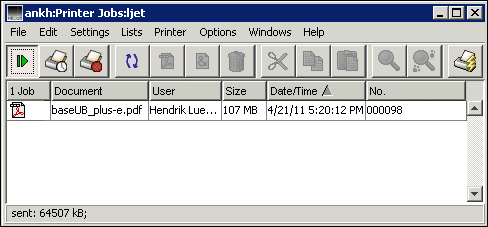 List of jobs for printer “ljet” (Print Preview) on host “ankh”