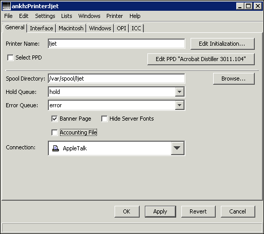 Printer data for printer “ljet”