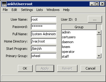 HELIOS Admin – User configuration window