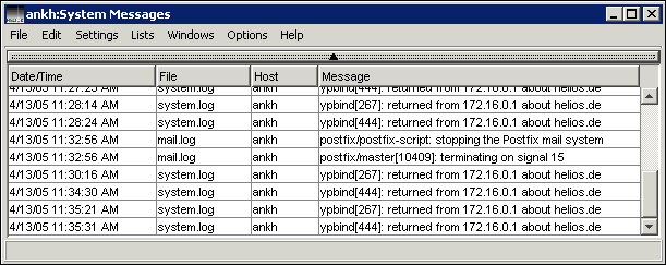 System messages file on host “ankh”