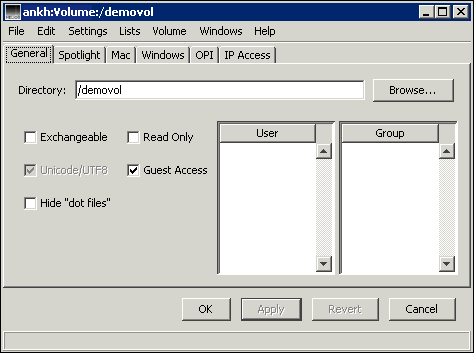 Volume data for volume “/demovol” on host “ankh”