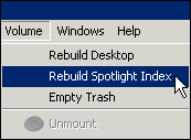 Rebuilding the Spotlight index of a volume