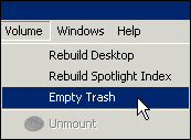 Emptying volume trash