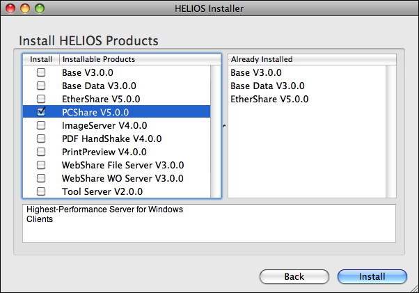 “Install HELIOS Products” dialog