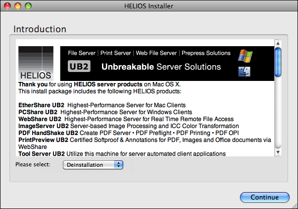 The HELIOS Installer “Introduction” window