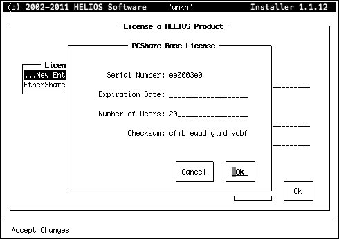 “License a HELIOS Product” dialog