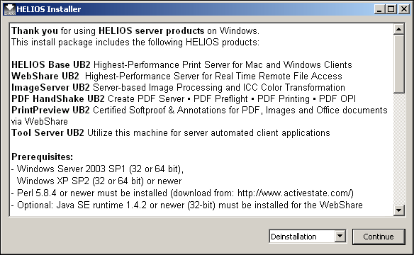 “HELIOS Installer” introduction window