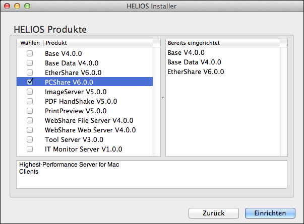 HELIOS
Installer (OS X) – Installierbare HELIOS Produkte