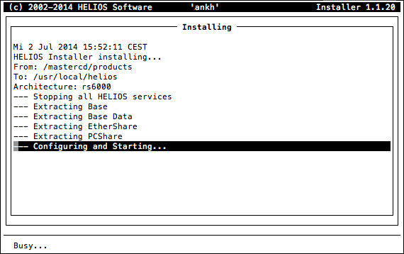 HELIOS Installer – Installing the software