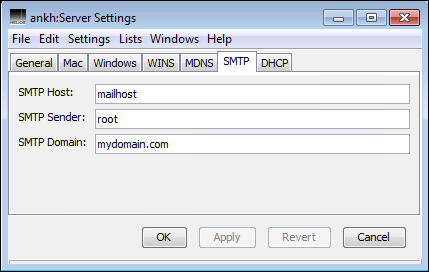 Defining SMTP settings