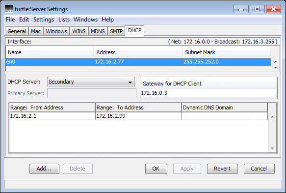 DHCP – Secondary DHCP server