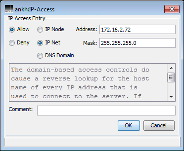 Setting up the IP access list