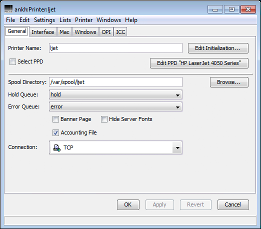 Printer data for printer “ljet”