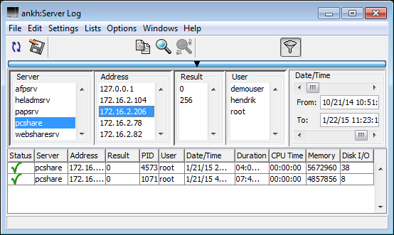 Filtering server log files