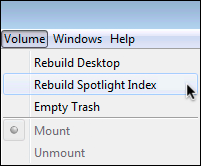 Rebuilding the Spotlight index of a volume