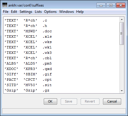 Extension mappings table