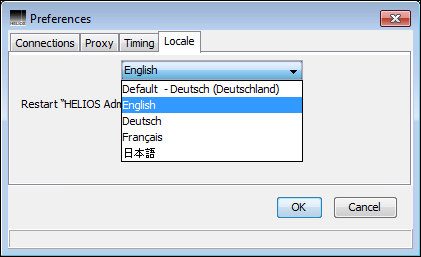 HELIOS Admin local preferences – Locale